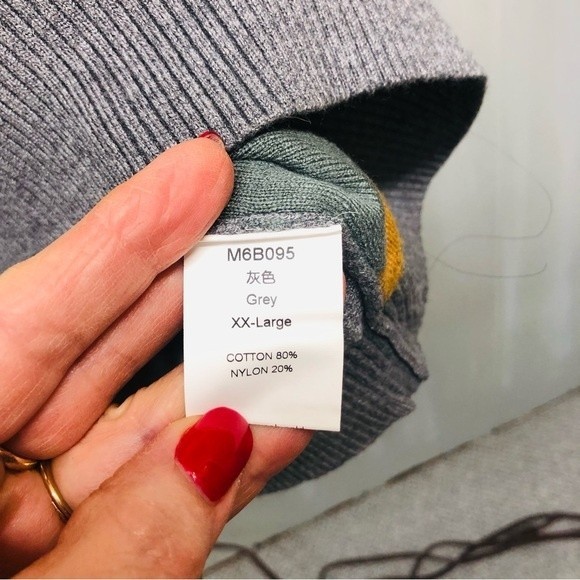 NWOT Men's Gray Cotton blend v-neck sweater vest with diamond pattern, size XXL - Picture 3 of 7